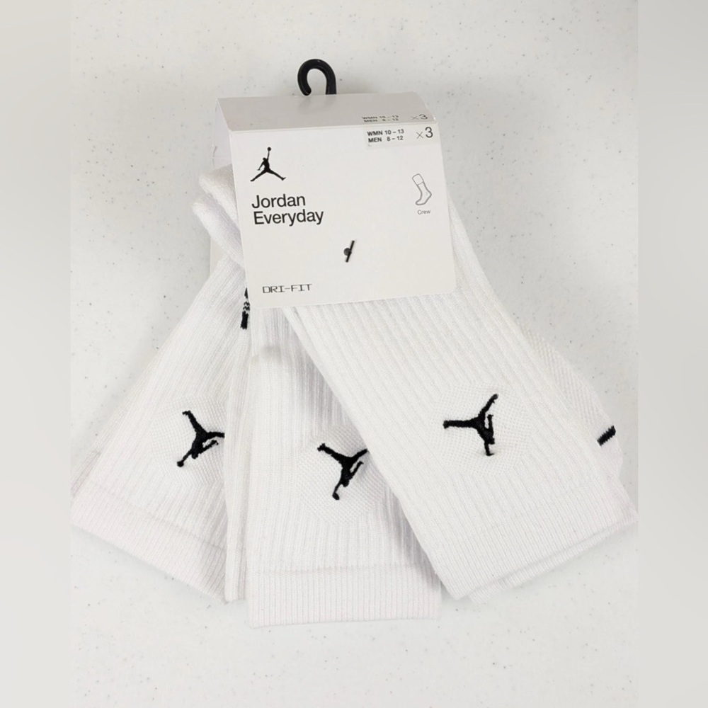 Nike Air Jordan Dri-fit Everyday Cushioned Crew Socks White black DX9632-100